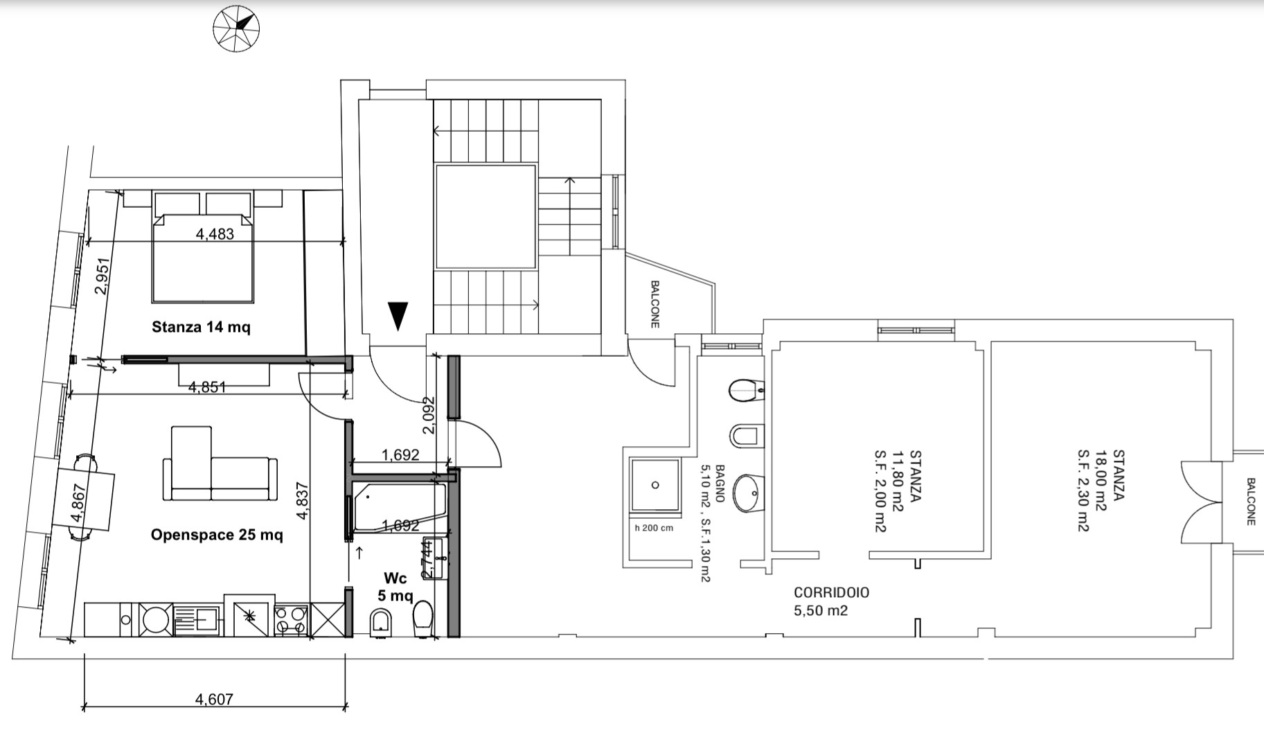 13 Downtown BOLZANO. Penthouse-Apartment (top floor) Via Grappoli